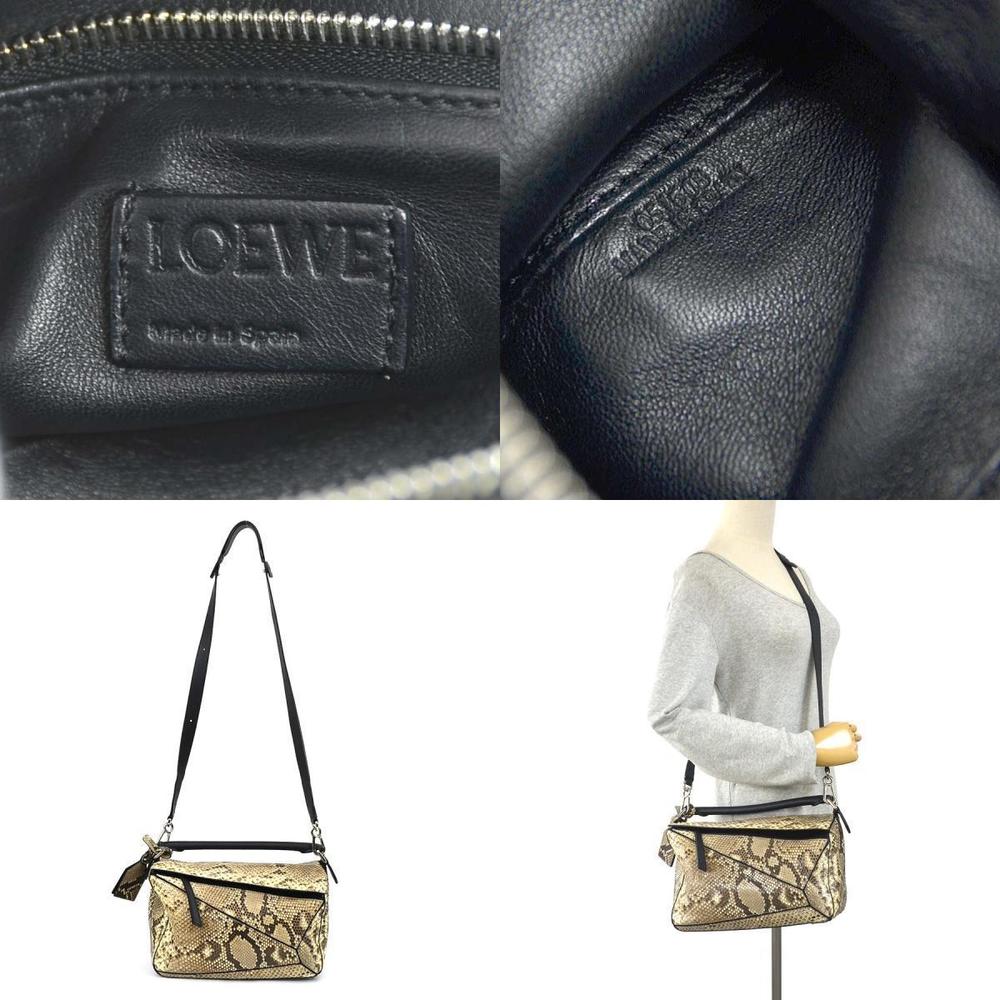 Loewe Black Puzzle Brown Leather Python Crossbody… - image 5